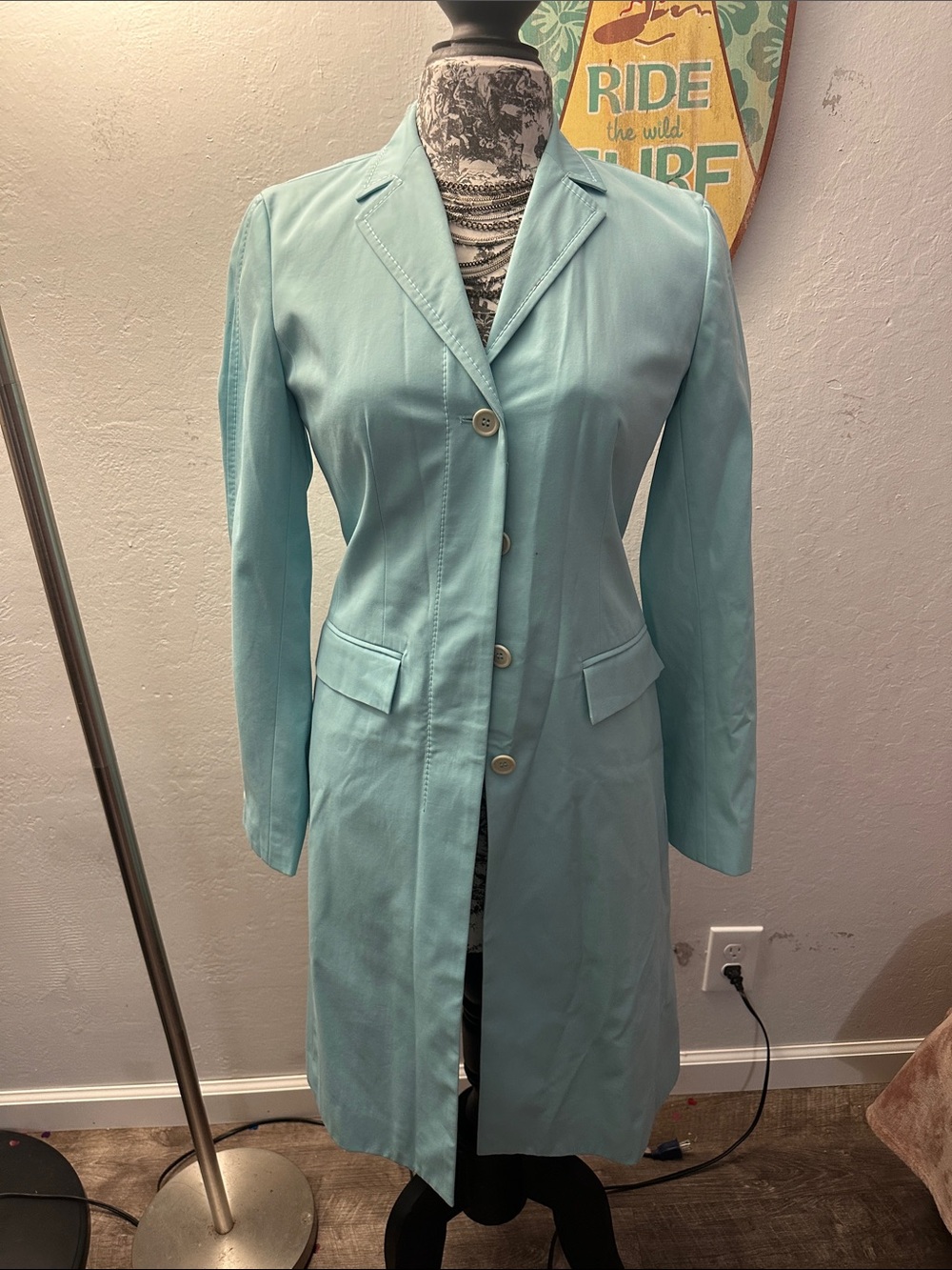 BCBGMaxAzria Mint Blue Tailored Trench Coat